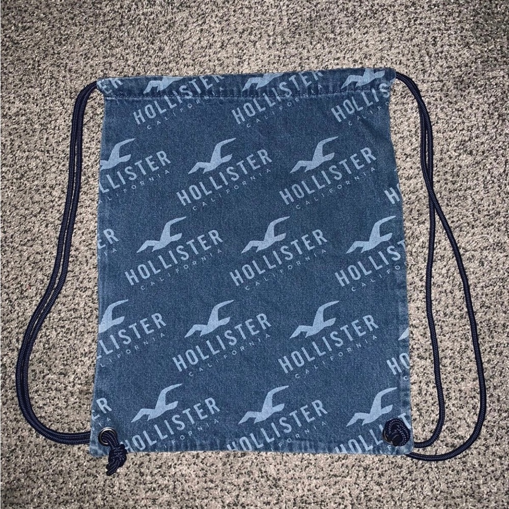 Hollister denim drawstring travel bag backpack